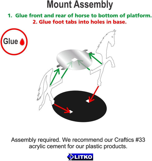 LITKO Horse Character Mount | Role Playing Games | Compatible with DND Pathfinder | (40mm Circular Base, Black)...