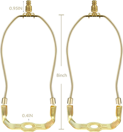 Lamp Shade Harp Holder for Table and Floor Lamps,2 Set Heavy Duty Detachable Lamp Shades Bracket with 3/8 Standard Saddle and Lamp finials (Polish...
