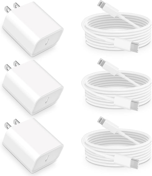 ?MFi Certified? iPhone Charger Fast Charging, Assrid 3Pack 20W PD USB-C Power Wall Charger Adapter with 3Pack 6FT Type C to Lightning Cable for iP...