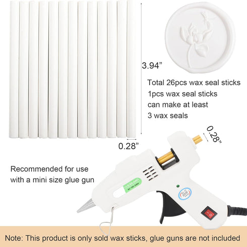 White Wax Seal Sticks 26pcs, Andotopee Glue Gun Wax Seal Sticks for Wax Seal Stamp, Premium Sealing Wax for Envelope Letter Seal Wedding Invation ...