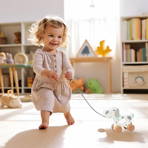 Baby Toys Car,Wooden Pull Along Toddler Toy, Developmental Toy for 1 Year Old Girl Boy Birthday Gift (Dog)...