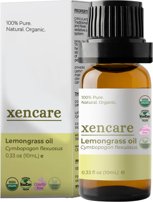 Lemongrass USDA Organic Essential Oil | 100% Pure Natural Undiluted | Vegan Non-GMO Cruelty-Free | Premium Aromatherapy for Diffusers Baths & Topi...