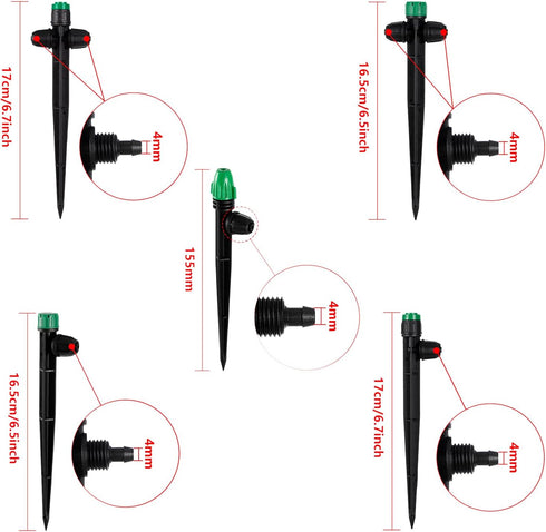 30Pcs Drip Irrigation Emitters Sprayer with Lock Barbed for 1/4" Drip Irrigation Tubing Leak-Proof Adjustable Micro Spray Irrigation Drippers for ...