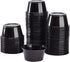 50 Pack 4oz Portion Cups plastic containers disposable small tiny dipping shot Black food serving sauce 4 ounce oz mini bowls individual dessert j...