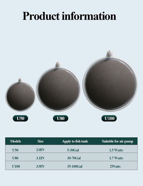 UPETTOOLS Aquarium Air Stone Fish Tank Bubbler Small Nano Air Bubble Stone Super-High Dissolved Oxygen Diffuser Makes Super Tiny Bubbles 2 Inch...