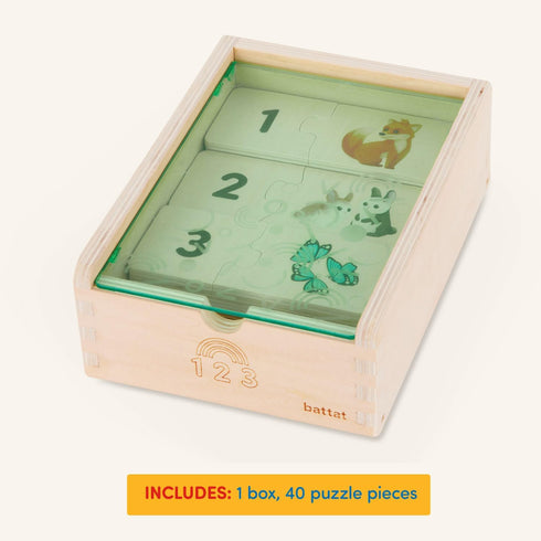 Battat – One-Match Puzzle – Numbers Wooden Puzzle for Toddlers – Wooden Toys – Educational Toys – 3 Years + – Self Correcting Puzzles with Storage...