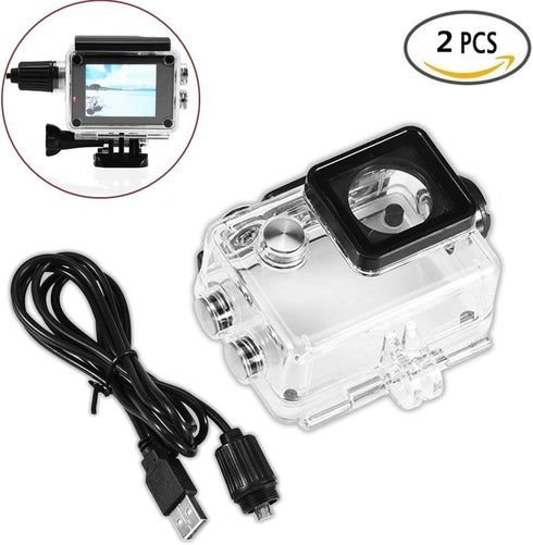 Action Camera Waterproof Case Professional Sport Camera Waterproof Case Accessories with Charging Cable for SJCAM SJ4000/SJ7000......