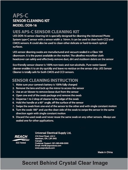UES DDR16 APS-C Sensor Cleaning Kit for Reflex and Mirrorless Digital Camera Compatible with Sony, Nikon, Canon CCD CMOS Sensor Clean (12pcs x 16m...