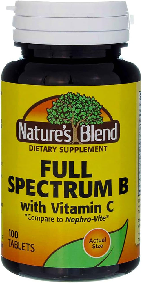 Nature's Blend Full Spectrum B with Vitamin C Powder, 100 Count (1269)...