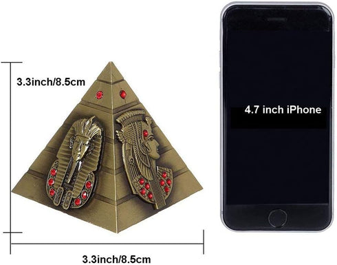 PROW® 3.3 Inch Egyptian Pyramids Figurine Replica, Bronze Metal Egyptian Ancient Art Building Model for Cafe Home Decor Desktop Decoration Gift So...
