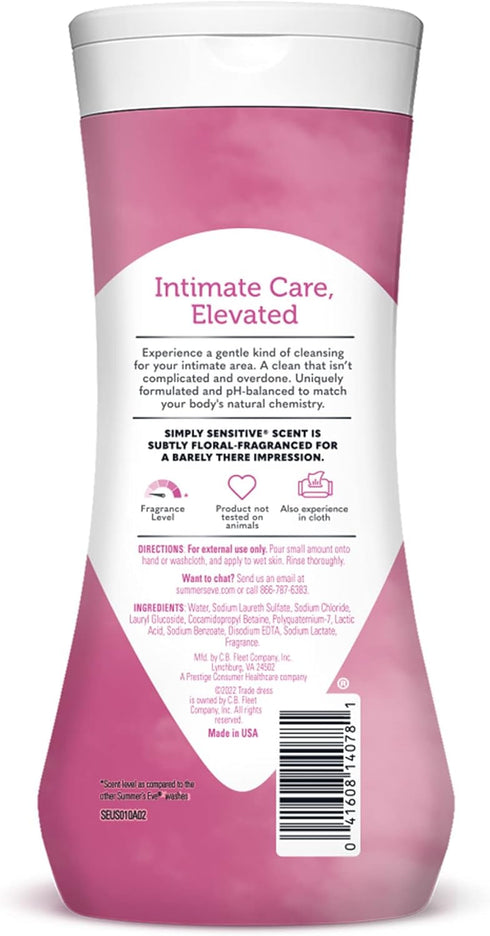Summer's Eve Simply Sensitive Daily Gentle All Over Feminine Body Wash, Removes Odor, Feminine Wash pH Balanced, 15 fl oz...