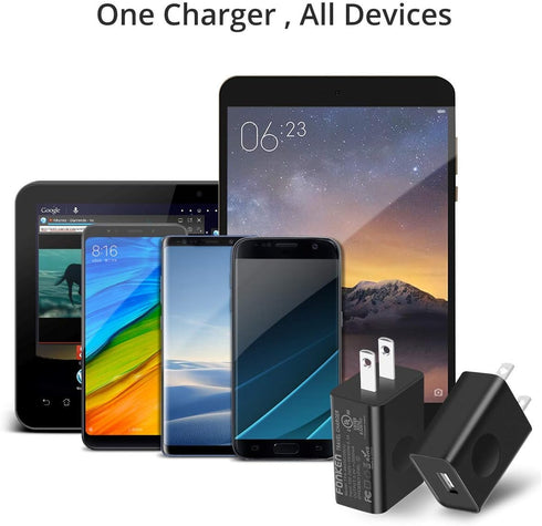 USB Wall Charger, FONKEN 5V 2A Power Adapter Universal Travel Charger USB Plug Cell Phone Charger Block Cube Compatible with iPhone, iPad, Google ...