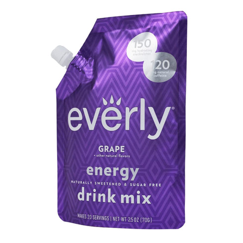 Everly Grape Energy - Natural Energy Drink Mix Powder, Sugar Free, Natural Sweeteners, Organic Caffeine, Keto Diet, Water Flavoring & Enhancer - P...