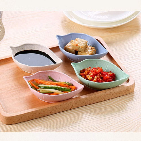 24 Pack Leaf Shape Sauce Dish, Sauce Dipping Bowls Wheat Straw Soy Sauce Dishes, Mini Dinnerware Plate Condiment Dish for Paste Jam Sushi Assorted...