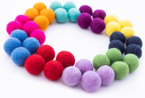 Felt Pom Poms - Wool Felt Balls - 10 Vibrant Colors - 40 Pieces - 2cm (~0.8 inch) Size Each - Craft - DIY - Handmade 100% New Zealand Wool...