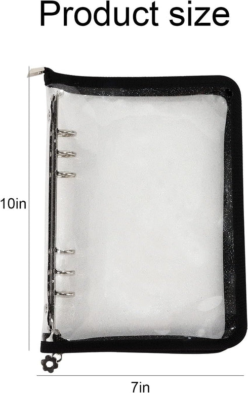 MultiBey A5 Binder 6 Ring Cover PVC Notebook Shell with Zipper, Sparkling A5 Budget Binder for Cash Budget System, Journaling, Planner (10'' x 7''...