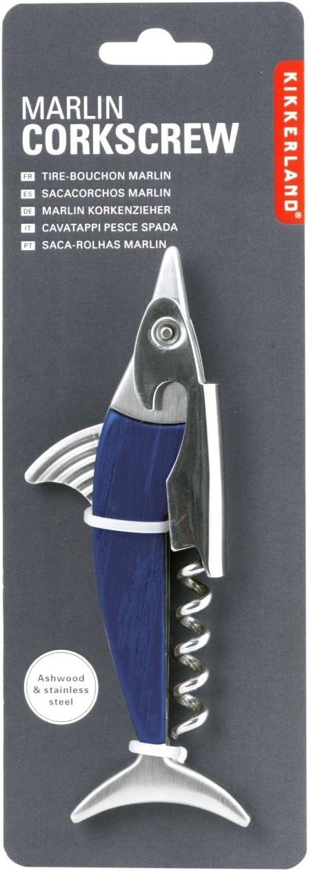 Kikkerland – Bottle Opener, Wood, Blue, 7 x 1.7 x 20.5 cm...