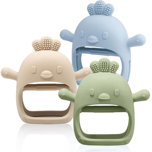 3 Packs Baby Teething Toy Silicone Teething Mitten for Babies Over 3 Months Anti Dropping Wrist Hand Teethers Baby Chew Toys for Sucking Needs, BP...