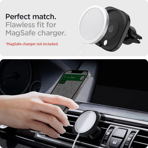 Spigen Mag Fit Phone Holder Car Mount Designed for Magsafe Compatible iPhone 16 Pro Max, 16 Pro, 16 Plus, 16 (Charger Not Included) (Requires USB-...