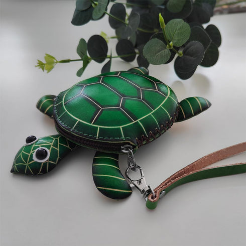 1 Pcs Leather Zipper Coin Purse Turtle Shaped Wallet, Wrist Bag,Hand Bag,Coin Organizer, Change Holder,Card Case, Mini Leather Zipper Storage Bag ...