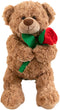 Teddy Bear Stuffed Animal with Rose, Soft Cuddly Stuffed Plush Bear, Gifts for Kids Baby Toddlers on Baby Shower, Valentine's Day (Brown with Rose...