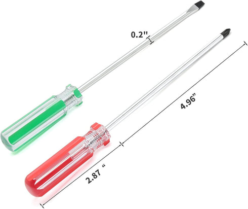 Magnetic Screwdriver Set 2 PCS, 5 Inch Steel Shaft Magnetic 5mm Phillips and Flat Head Tips Screwdriver for Computer Repairing, Automobile Tools a...