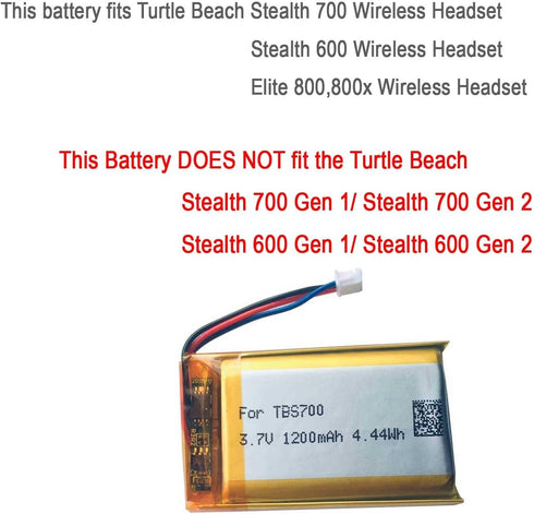 AOLIKES 1200mAh Battery Replacement for Turtle Beach Stealth 700P, Elite 800, Elite 800X, Ear Force i30 / i60 / i70 Wireless Headset - (Not Work w...