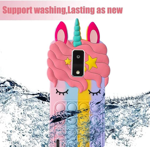 for TracFone Blu View 4 Case Fidget Toys Phone Case Push Pop Bubble Stress-relief Full Body Protection Shockproof Silicone Case with Lanyard for T...