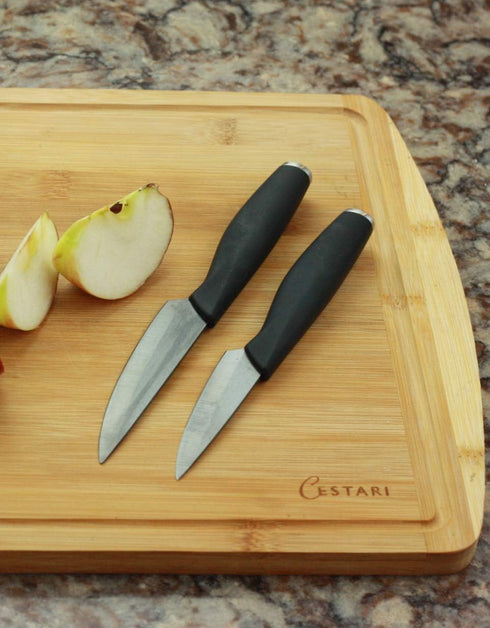 Cestari Charcuterie Board Accessories : Ceramic Paring Knife Blade Never Needs Sharpening; 3 Inch Paring Knife with Sheath - Black Mirror Finish R...