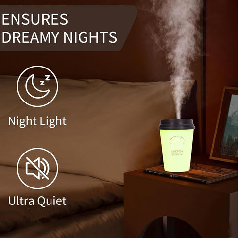 USB Humidifier, 300ml Car Humidifier Mini Desktop Humidifier Coffee Cup Shape Humidifier for Home Outting(green)...