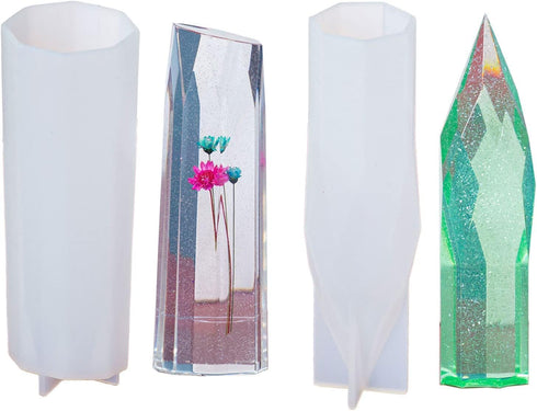 Green Resin Molds Crystal Tower Large Ornaments Epoxy Resin Casting Molds Silicone Point Molds for Resin DIY Crafts Keychains Jewelry Making Resin...