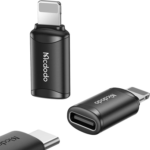 mcdodo USB C to Lightning Adapter 2 Pack,Type C Female to Lightning Male Adapter Cable,Supports Fast Charging Data Transfer for Phone 14/13/12/11/...