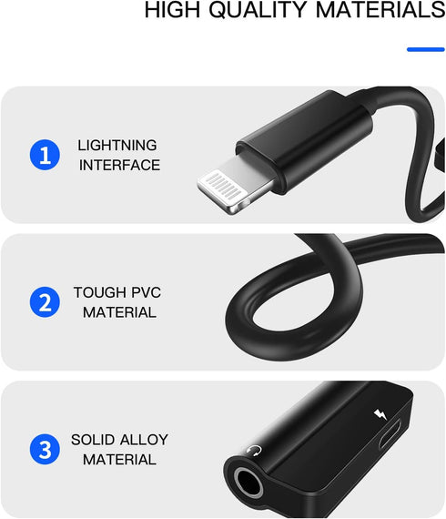 Headphone Adapter Lightning to 3.5mm AUX Audio Jack and Charger Extender Dongle Earphone Headset Splitter Compatible with iPhone 11 12 Mini pro ma...