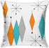 Mid Century Pillow Covers 18 x 18 Set of 4 Midcentury Modern Throw Pillow Cover Teal Grid Pillowcase Atomic Stars Bursts Orange Pillow Cases Home ...