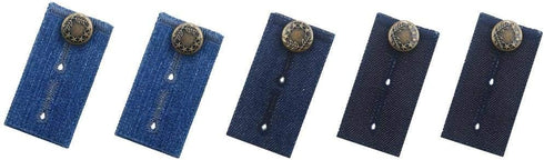Waistband Extenders by Johnson & Smith | Button Extender for Pants | Denim Material | Pack of 5 Shades | Premium Metal Buttons | 2 Button Holes | ...