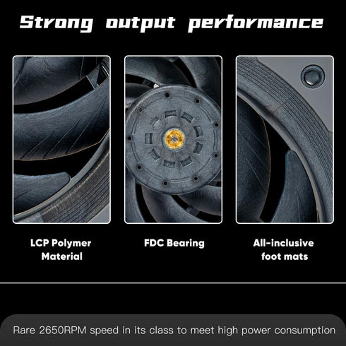 P1 Performance Black Computer Case Fans, LCP Polymer Material Cooling Fan,120mm CPU Fan PWM 2650RPM 92CFM 4.55mmH20 FDB Bearing, Suitable for PC C...