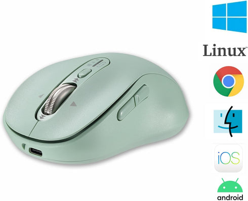 Wireless Bluetooth Mouse with 4 Way Navigation Scrolling, Rechargeable, 4 Level 3200 DPI, Quiet Click, Multi-Device Mice for Computer, Laptop, iPa...