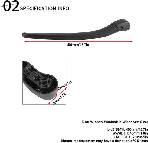 KIMISS Rear Windshield Wiper Blade, Rear Window Windshield Wiper Arm Assembly Stripe 61628220830 Fit for 3 series E46/325i...