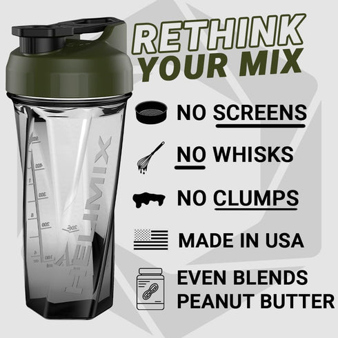 HELIMIX 2.0 Vortex Blender Shaker Bottle Holds upto 28oz | No Blending Ball or Whisk | USA Made | Portable Pre Workout Whey Protein Drink Shaker C...