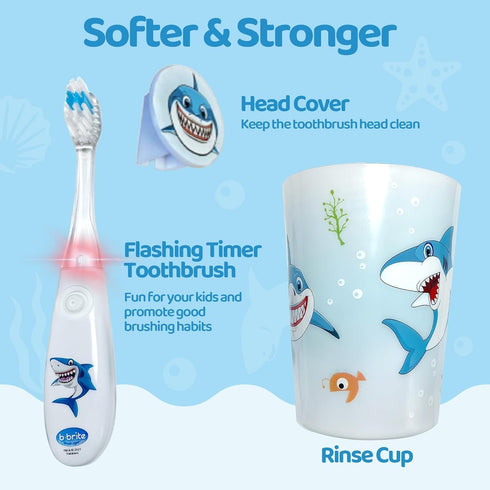 Lily's Home Kids Flashing Timer Toothbrush kids with Soft Bristles, Rising Cup & Cover - Fun 2-Min Light-Up Brushing for Children - Toddler Toothb...