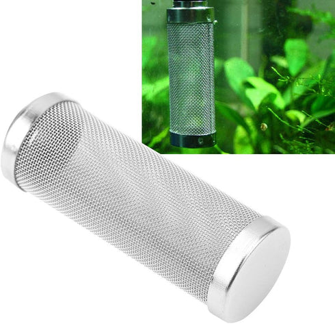 Aquarium Filter Cover Stainless Steel Intake Strainer Fish Shrimp Cover Filter Guard Fish Shrimp Mesh Aquarium Intake Filter Mesh for Shrimp and F...