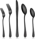 LIANYU Black Silverware Flatware Set for 2, 10-Piece Stainless Steel Cutlery Set, Mirror Finished, Dishwasher Safe...