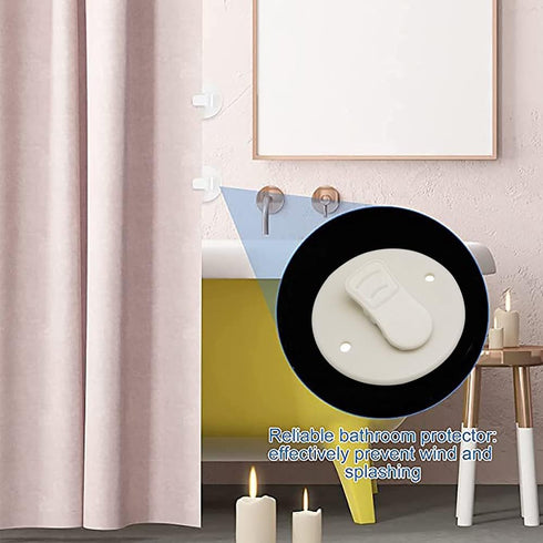YICBOR 4pcs Shower Curtain Clips - ABS Material - Windproof Splash Guard - Self Adhesive - Easy Installation...