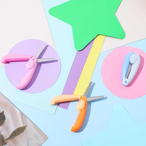 3 Pcs Safety Scissors for Kids Retractable Small Scissors Folding Travel Scissors Cute Craft Scissors for Toddler Crafts Children Arts Preschool T...