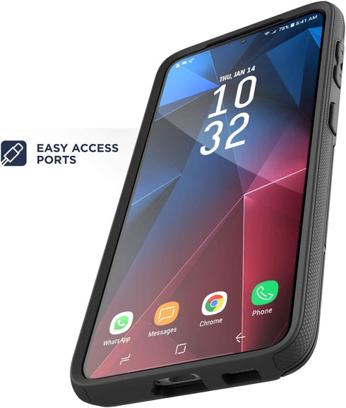 ENCASED Shockproof Galaxy S21 Case (Ultra Protective) Heavy Duty Hybrid Protection, Black (Samsung S21)...