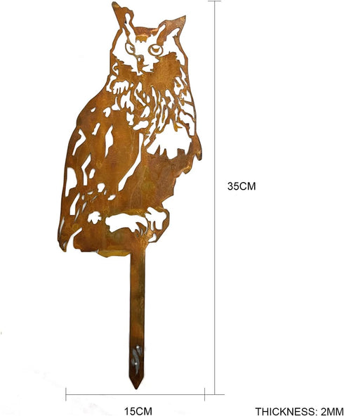 Garden Outdoor Decoration Rusty Metal Wall Art Corten Steel Animal Decor Owl Handmade Bird Yard Decor for Yard Lawn Trees Fences Gates Windows Wal...