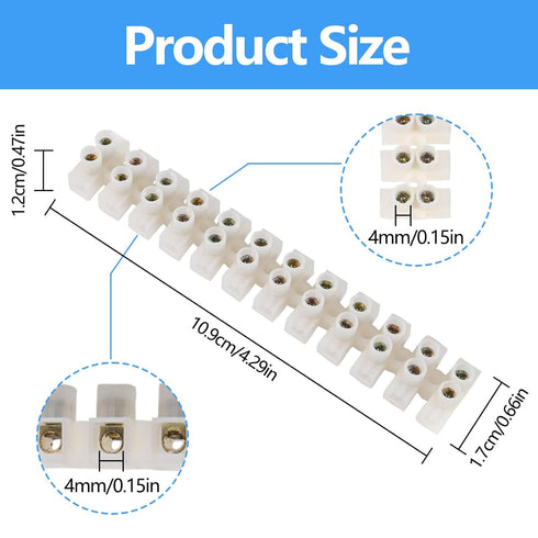 DIANN 20pcs Terminal Block Set 12-Position Dual Row Terminal Strip Screw Terminal Electric Barrier Block for Small Home Projects and Electrical 10...