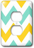 3dRose lsp_179797_6 " Big Yellow and Teal Chevron Zig Zag Pattern Turquoise Zigzag Stripes 2 Plug Outlet Cover, Multicolor...