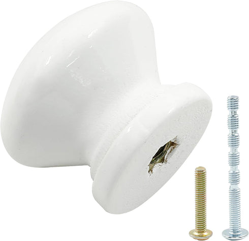 12 Packs Solid Wood Round Kitchen Cabinet Knobs, 1.10 Inch Diameter Wood Pulls, White Drawer Pulls, Dresser Drawer Handles Knobs...