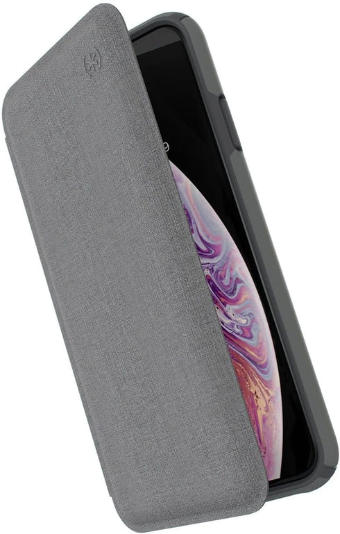 Speck Products Presidio Folio iPhone Xs Max Case, Heathered Chelsea Grey/Chelsea Grey/Graphite Grey...